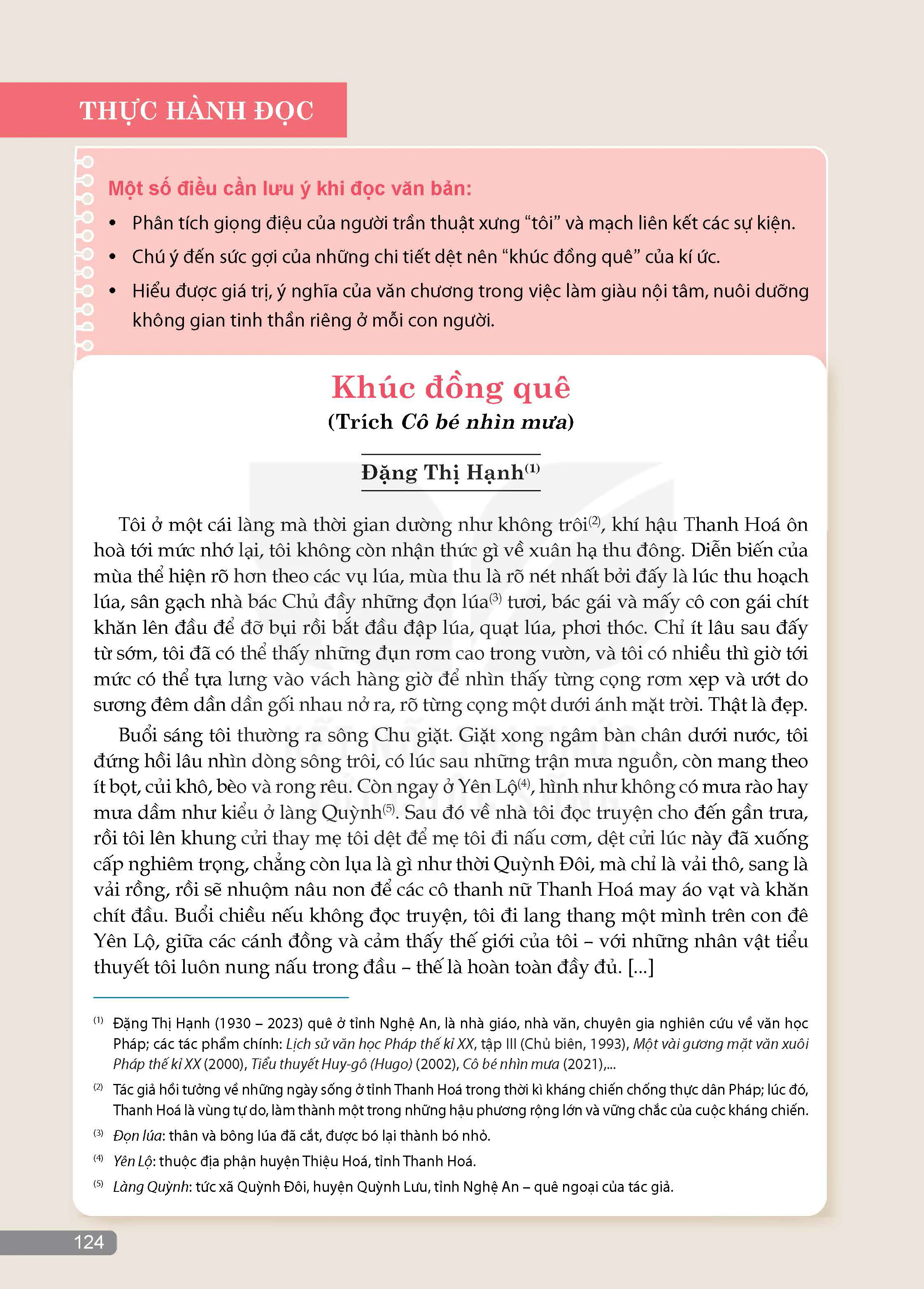 Thực hành đọc: Khúc đồng quê (Trích Cô bé nhìn mưa - Đặng Thị Hạnh)