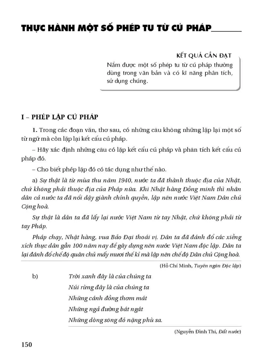 Thực Hành Một Số Phép Tu Từ Cú Pháp