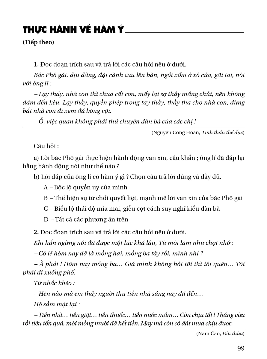 Thực Hành Về Hàm Ý (Tiếp theo)