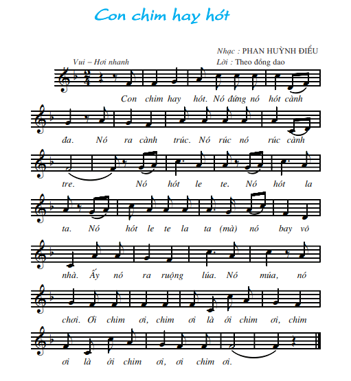 Tiết 6. Học hát: Bài Con Chim Hay Hót