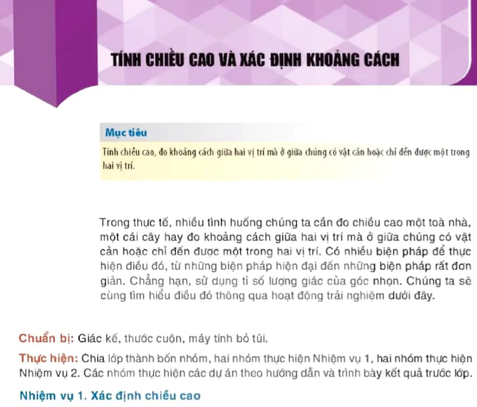 Tính chiều cao và xác định khoảng cách
