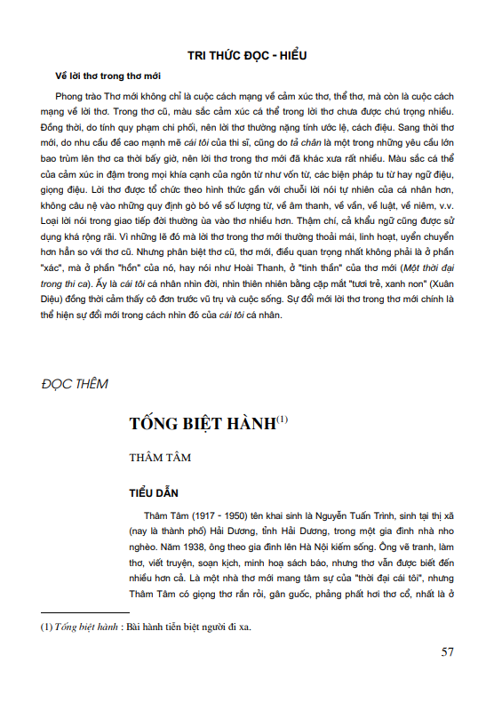 Tống biệt hành ( Thâm Tâm)