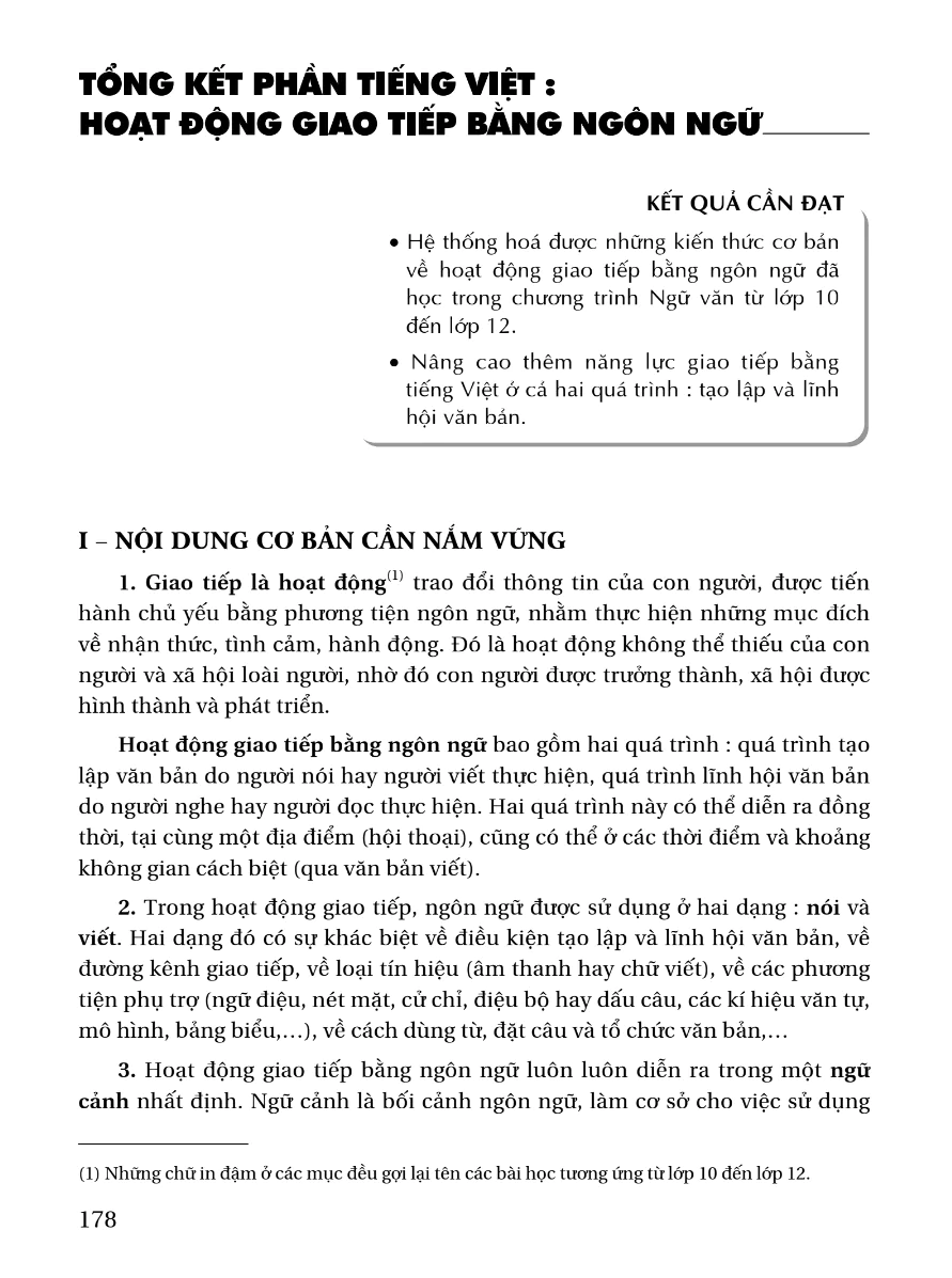 Tổng Kết Phần Tiếng Việt: Hoạt Động Giao Tiếp Bằng Ngôn Ngữ