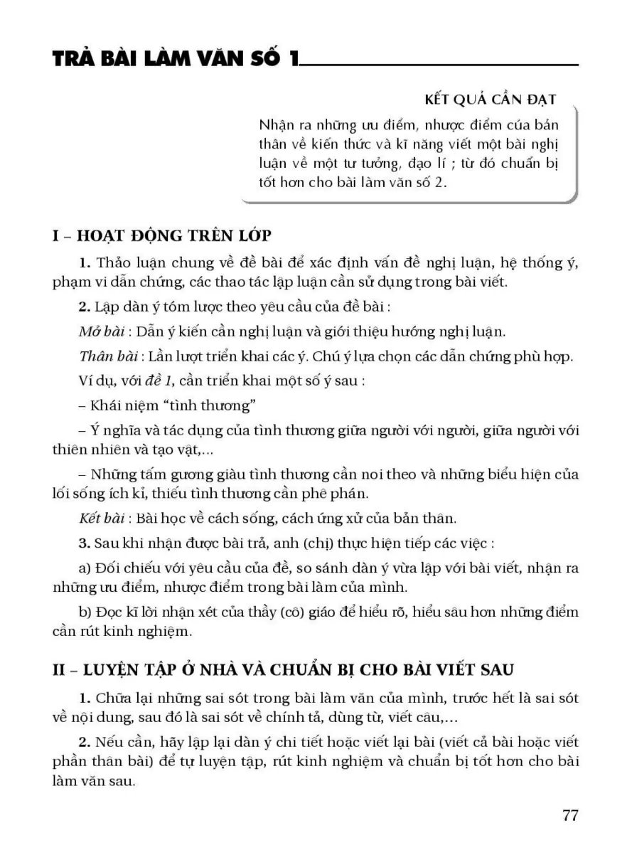 Trả bài làm văn số 1