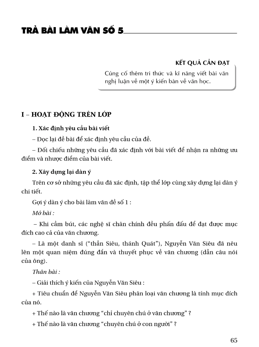 Trả Bài Làm Văn Số 5