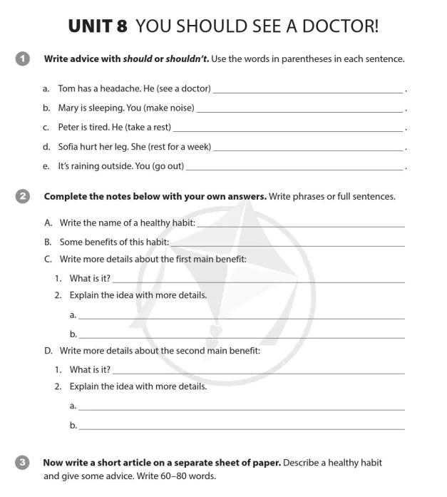 Unit 8: You should see a doctor!