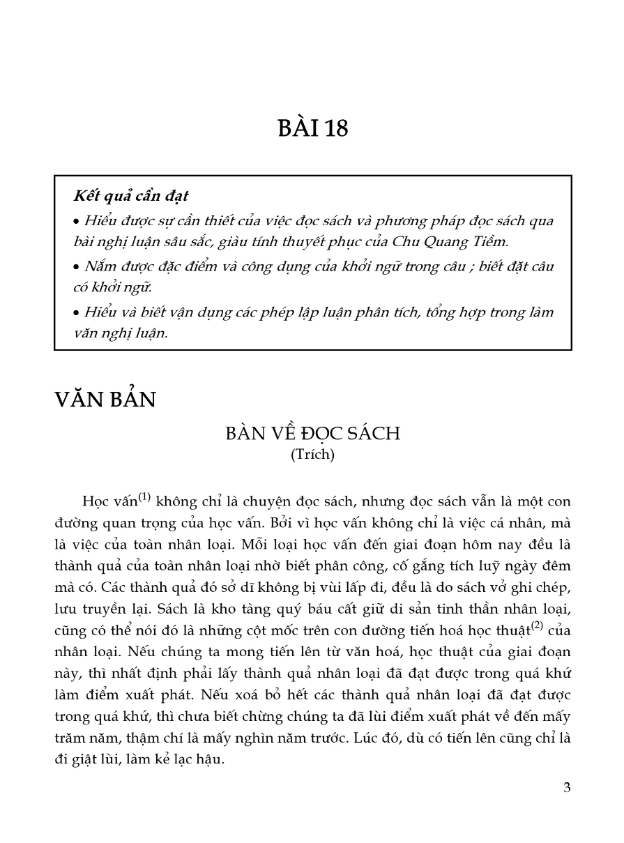 Văn Bản: Bàn Về Đọc Sách