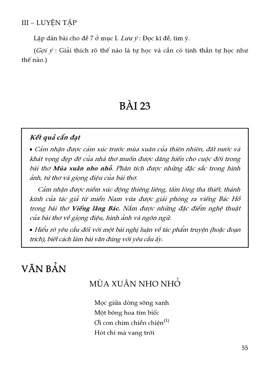 Văn Bản: Mùa Xuân Nho Nhỏ