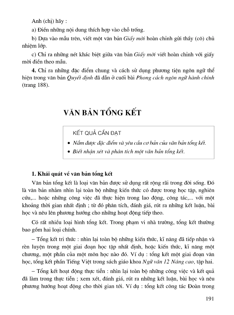 Văn Bản Tổng Kết