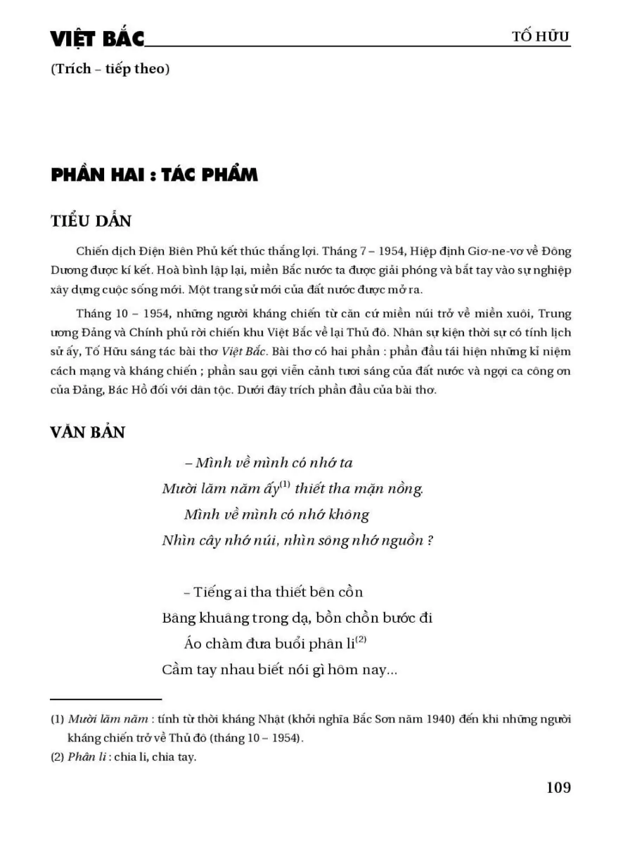 Việt Bắc (Trích - tiếp theo)
