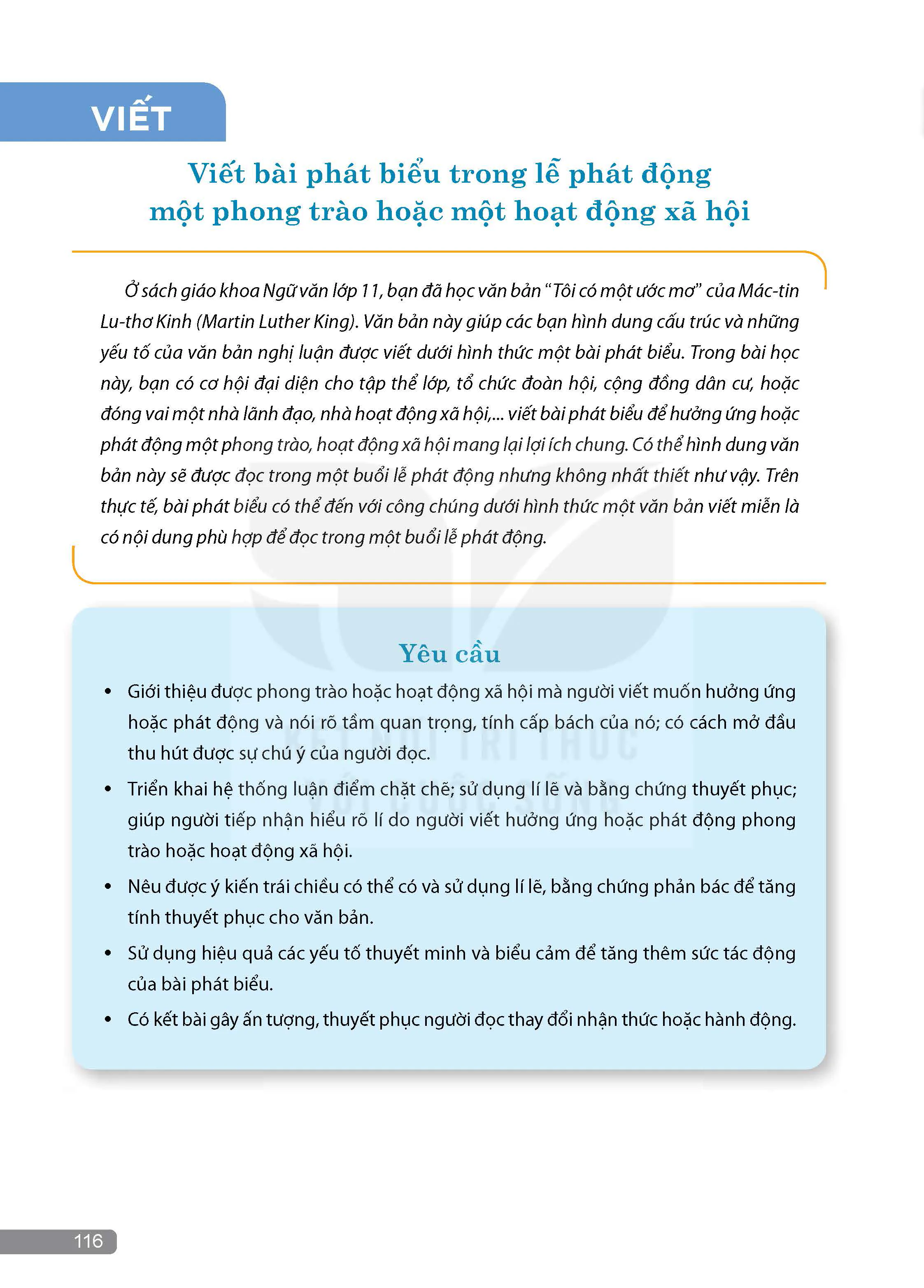 VIẾT: Viết bài phát biểu trong lễ phát động một phong trào hoặc một hoạt động xã hội
