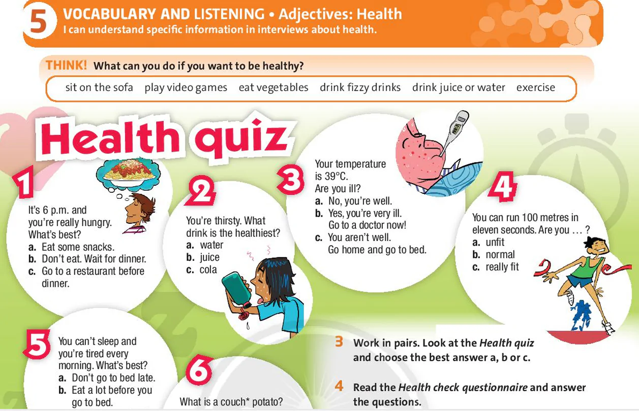 Vocabulary and listening: Adjectives: Health