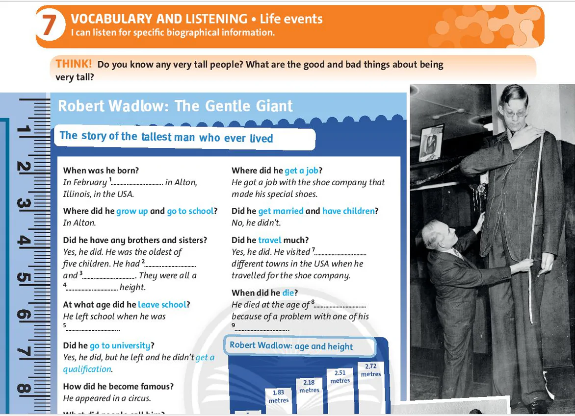 Vocabulary and listening: Life events