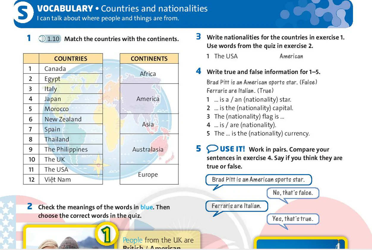 Vocabulary: Countries and nationalities