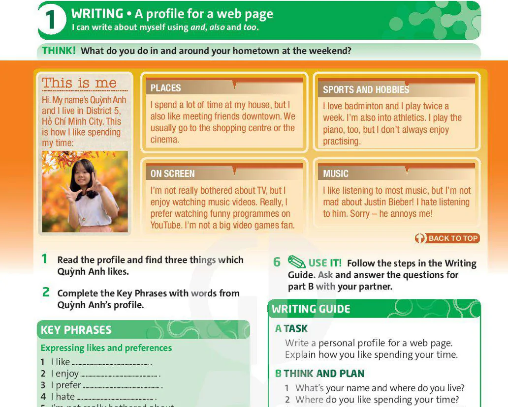 Writing: A profile for a web page
