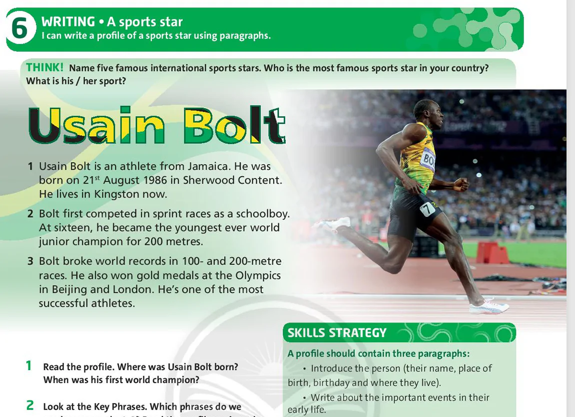 Writing: A sports star